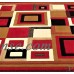Handcraft Rugs-Modern Contemporary Living Room Rugs-Abstract Carpet with Geometric Pattern-Red/Black/Ivory/Beige/Multi (5x7 feet)   